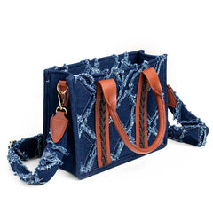 Tote Bag For Women Western Purse Shoulder Bag Aztec Handbag with a Adjustable Guitar Strap(Denim blue)