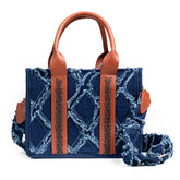 Tote Bag For Women Western Purse Shoulder Bag Aztec Handbag with a Adjustable Guitar Strap(Denim blue)