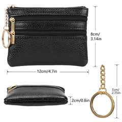 2PCS Mini Coin Purse Small Leather Coin Purse Change Pouch for Women Men with Zip Key Ring Mini Zipper Coin Wallet