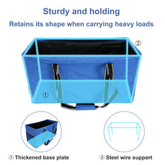 50L Utility Tote Bag with Metal Wire Frame, Reusable and Foldable Grocery Shopping Bag, Ideal for Shopping and Storage