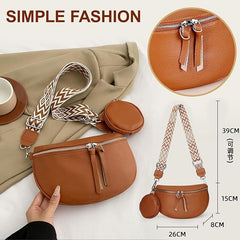 Small Crossbody Bag for Women Trendy Design Genuine Leather waist Pack Shoulder bags with Wide Strap Belt Purse With Coin Purse