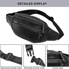 Genuine Leather Fanny Pack Belt Bag Travel Wasit Bag with Multiple Pockets Organizer with Adjustable Waist Pack