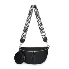 Small Crossbody Bag for Women Trendy Design Genuine Leather waist Pack Shoulder bags with Wide Strap Belt Purse With Coin Purse