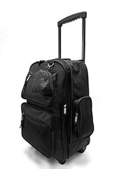 TELOSPORTS 19" Telescoping Double Handles Rolling Backpack Roller Wheeled Bookbag with Mini Pouch (Black)