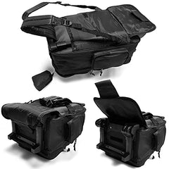 TELOSPORTS 19" Telescoping Double Handles Rolling Backpack Roller Wheeled Bookbag with Mini Pouch (Black)