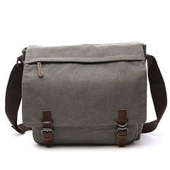 Telosports Large Vintage Canvas Messenger Shoulder Bag Crossbody Bookbag Business Bag for 15inch Laptop