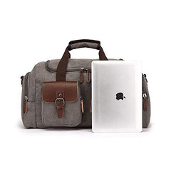 TELOSPORTS Canvas Duffel Bag, Vintage Canvas Weekender Bag Travel Bag Sports Duffel with Shoulder Strap (Grey)
