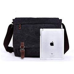 Telosports Large Vintage Canvas Messenger Shoulder Bag Crossbody Bookbag Business Bag for 15inch Laptop
