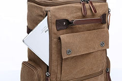 TELOSPORTS Vintage Canvas Fits 15.6 Inch Laptop Casual Bookbags Business Computer Bag Rucksack for Men Women Black