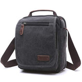 TELOSPORTS Multi-pocket Messenger Bag for Men Women,Canvas Crossbody Shoulder Bags Vintage Satchel for Travel Work Business(BLACK)