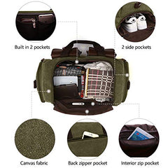 TELOSPORTS Canvas Duffel Bag, Vintage Canvas Weekender Bag Travel Bag Sports Duffel with Shoulder Strap (Green)