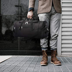 Gym Sport Bag 23 inch Travel Luggage Sports Duffel Fitness Bag with Shoe Compartment(Black)