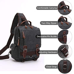 Canvas backpack Chest Shoulder Rucksack Travel Casual Sling Bag Waterproof Crossbody bag Men Women