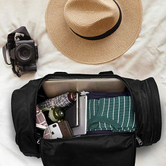 Gym Sport Bag 23 inch Travel Luggage Sports Duffel Fitness Bag with Shoe Compartment(Black)