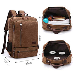 TELOSPORTS Canvas Laptop Backpack 15.6 Inch Computer Backpack Water-Repellent Travel Business Bag College School Bag Casual Daypack for Men Women Coffer