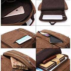 TELOSPORTS Canvas Laptop Backpack 15.6 Inch Computer Backpack Water-Repellent Travel Business Bag College School Bag Casual Daypack for Men Women Coffer