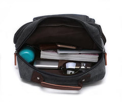 TELOSPORTS Canvas Laptop Backpack Fits 15.6 Inch Laptop Lightweight Computer Bag Rucksack Casual Daypack Black