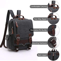TELOSPORTS Canvas Waterproof Chest Shoulder Backpack Travel Casual Rucksack Sling Bag Cross body Messenger bag Men Women