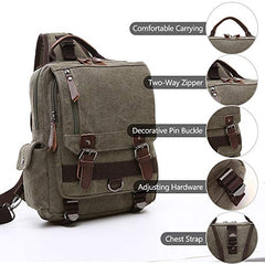 Canvas backpack Chest Shoulder Rucksack Travel Casual Sling Bag Waterproof Crossbody bag Men Women