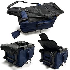 TELOSPORTS 19" Telescoping Double Handles Rolling Backpack Roller Wheeled Bookbag with Mini Pouch (Blue)