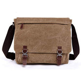 Telosports Large Vintage Canvas Messenger Shoulder Bag Crossbody Bookbag Business Bag for 15inch Laptop
