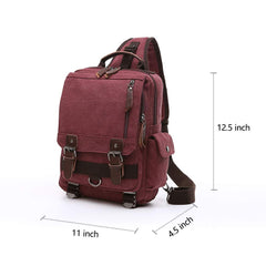Canvas backpack Chest Shoulder Rucksack Travel Casual Sling Bag Waterproof Crossbody bag Men Women
