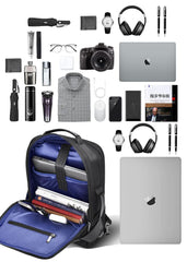 15.6 inch Laptop Business Backpack Convertible Increase Compartment Intelligent Increase Rucksack USB Charging and Water Resistant College Multi-Functional Travel Men Backpack Black