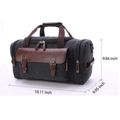 TELOSPORTS Canvas Duffel Bag, Vintage Canvas Weekender Bag Travel Bag Sports Duffel with Shoulder Strap (Black)