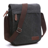 TELOSPORTS Multi-pocket Messenger Bag for Men Women, Casual Canvas Crossbody Male Leisure bag, Over Shoulder Bags Vintage Satchel bag for Travel Work Business Bag Retro Zipper Man Handbags (black)