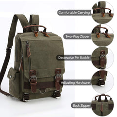 TELOSPORTS Canvas Waterproof Chest Shoulder Backpack Travel Casual Rucksack Sling Bag Cross body Messenger bag Men Women