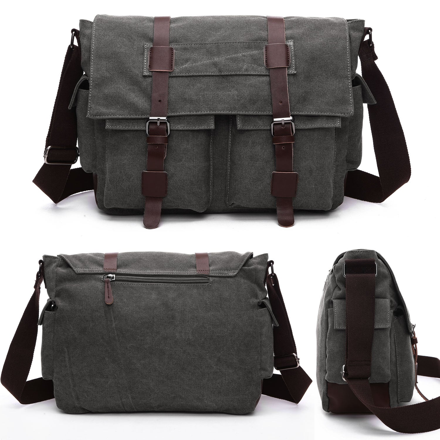 Canvas Messenger Bag Military Messenger Bag Shoulder Bags Fit Laptap for Men Crossbody Work Bag Casual Business Bag