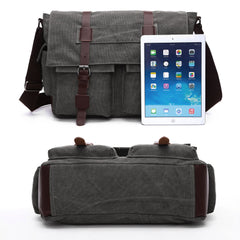 Canvas Messenger Bag Military Messenger Bag Shoulder Bags Fit Laptap for Men Crossbody Work Bag Casual Business Bag