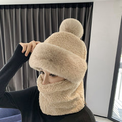 Hat Women Autumn and Winter New Style Scarf Mask Ear Protection Windproof Hat Parent-Child Thick Warm Head Cap