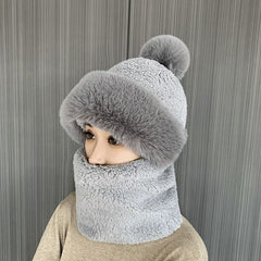 Hat Women Autumn and Winter New Style Scarf Mask Ear Protection Windproof Hat Parent-Child Thick Warm Head Cap