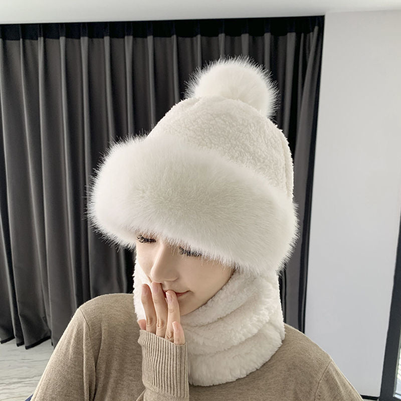 Hat Women Autumn and Winter New Style Scarf Mask Ear Protection Windproof Hat Parent-Child Thick Warm Head Cap