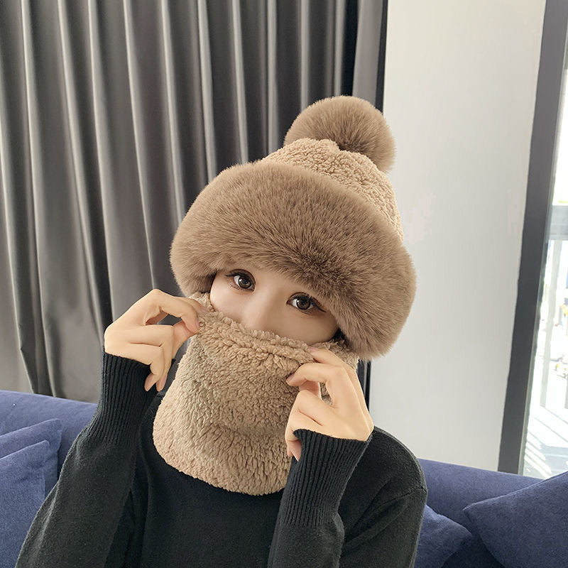 Hat Women Autumn and Winter New Style Scarf Mask Ear Protection Windproof Hat Parent-Child Thick Warm Head Cap