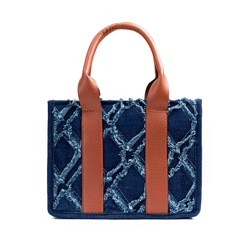 Tote Bag For Women Western Purse Shoulder Bag Aztec Handbag with a Adjustable Guitar Strap（Denim blue）