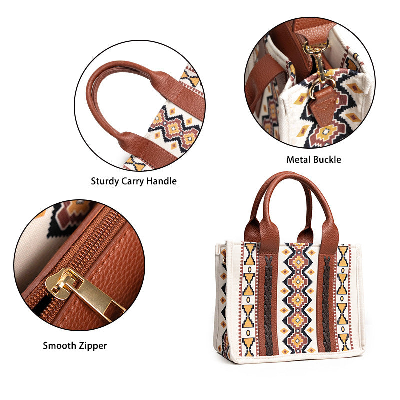 Tote Bag For Women Western Purse Shoulder Bag Aztec Handbag with a Adjustable Guitar Strap（Beige）