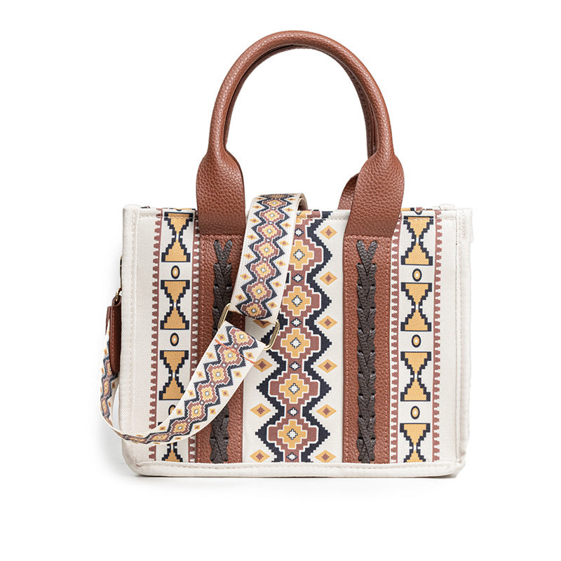 Tote Bag For Women Western Purse Shoulder Bag Aztec Handbag with a Adjustable Guitar Strap（Beige）