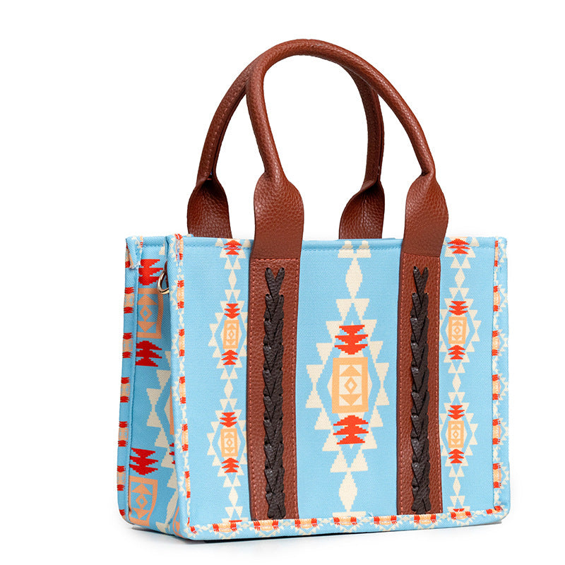 Tote Bag For Women Western Purse Shoulder Bag Aztec Handbag with a Adjustable Guitar Strap（light blue）