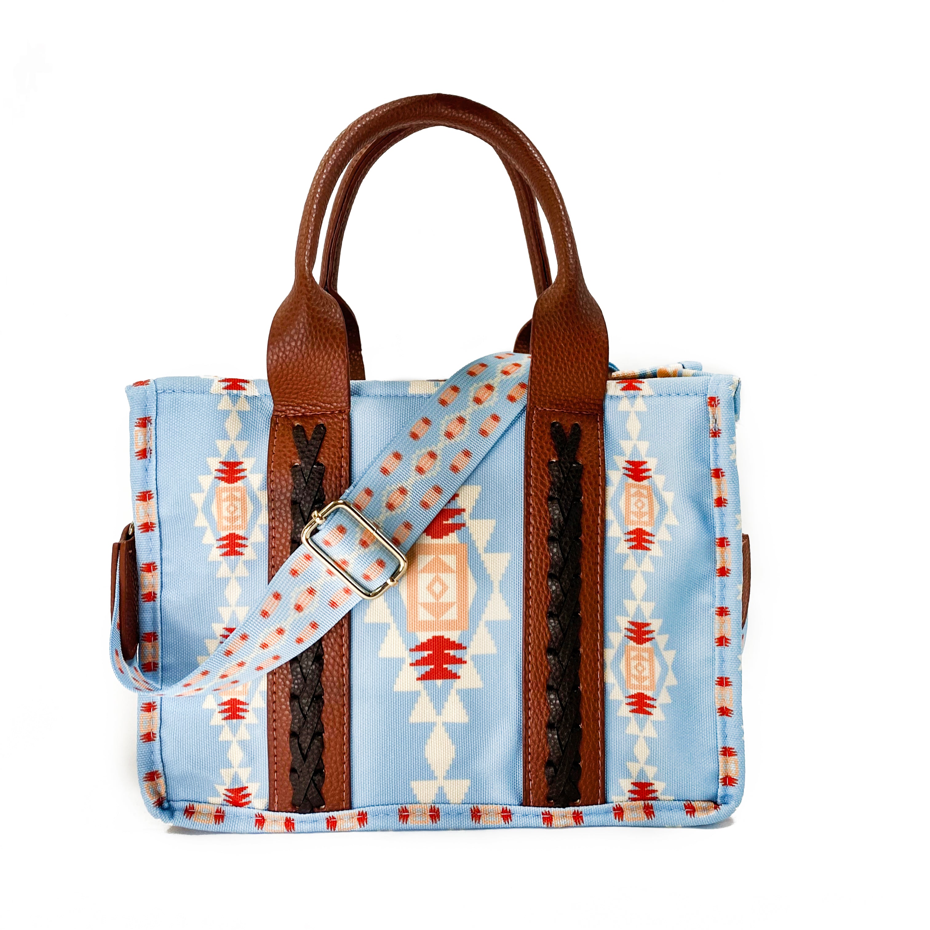 Tote Bag For Women Western Purse Shoulder Bag Aztec Handbag with a Adjustable Guitar Strap（light blue）