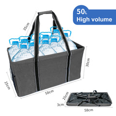 50L Utility Tote Bag with Metal Wire Frame, Reusable and Foldable Grocery Shopping Bag, Ideal for Shopping and Storage