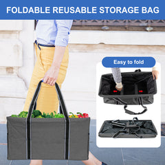 50L Utility Tote Bag with Metal Wire Frame, Reusable and Foldable Grocery Shopping Bag, Ideal for Shopping and Storage