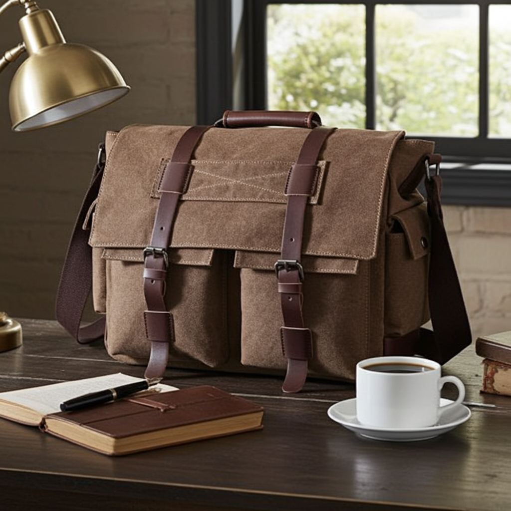 Canvas Messenger Bag Military Messenger Bag Shoulder Bags Fit Laptap for Men Crossbody Work Bag Casual Business Bag
