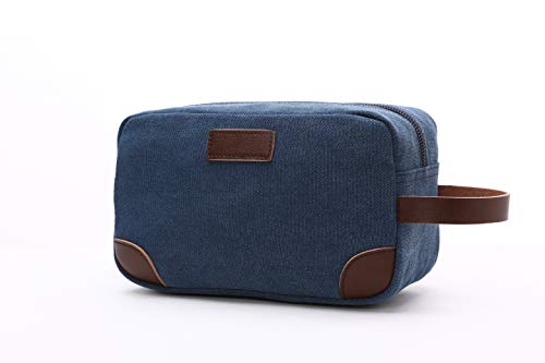 TELOSPORTS Canvas Travel Toiletry Organizer Bag for Man and Women, Dopp Kit Bathroom Shaving Cosmetic Bag