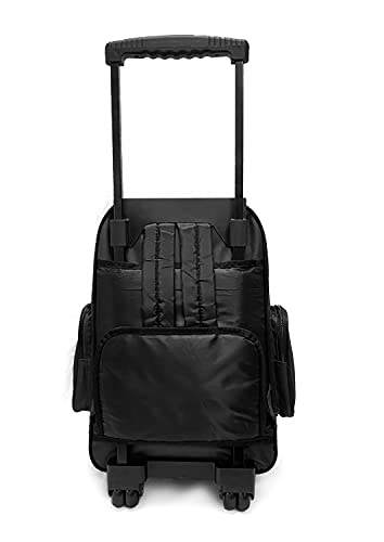 TELOSPORTS 19" Telescoping Double Handles Rolling Backpack Roller Wheeled Bookbag with Mini Pouch (Black)