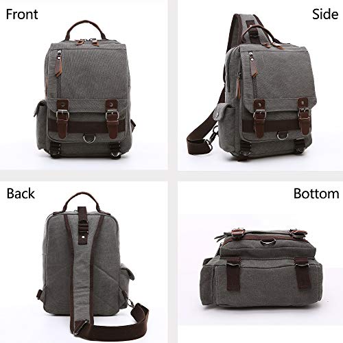 Canvas backpack Chest Shoulder Rucksack Travel Casual Sling Bag Waterproof Crossbody bag Men Women