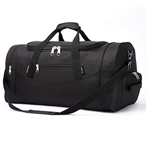 Gym Sport Bag 23 inch Travel Luggage Sports Duffel Fitness Bag with Shoe Compartment（Black）