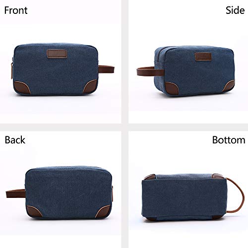 TELOSPORTS Canvas Travel Toiletry Organizer Bag for Man and Women, Dopp Kit Bathroom Shaving Cosmetic Bag