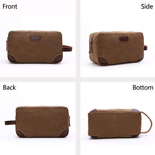 TELOSPORTS Canvas Travel Toiletry Organizer Bag for Man and Women, Dopp Kit Bathroom Shaving Cosmetic Bag